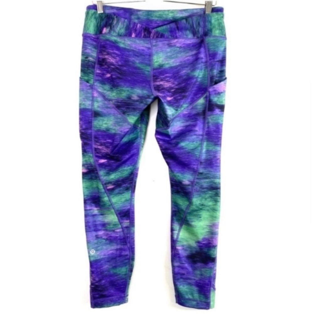 LULULEMON Time to Shine Tight Leggings Rio Nights Multi Purple Green Size 10 - Picture 4 of 10